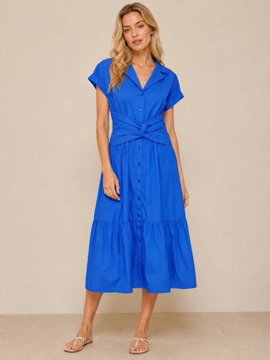 White House Black Market Dresses & Skirts - NWT White House Black Market Twist Waist Shirt Dress Cobalt XL #WHBM20